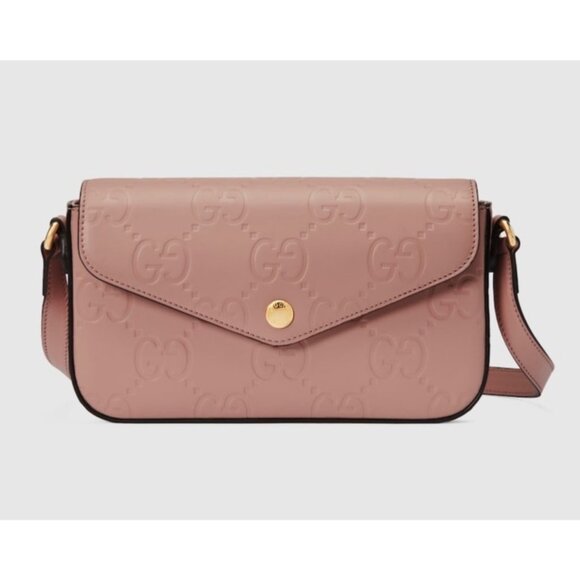 Gucci GG Embossed Super Mini Leather Crossbody Bag Pink 772794 - Picture 1 of 14